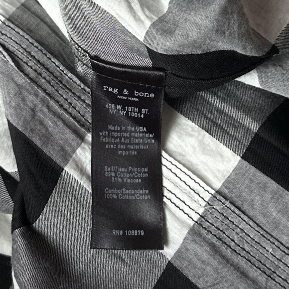 Rag & bone black and white plaid cold shoulder top - Picture 9 of 9